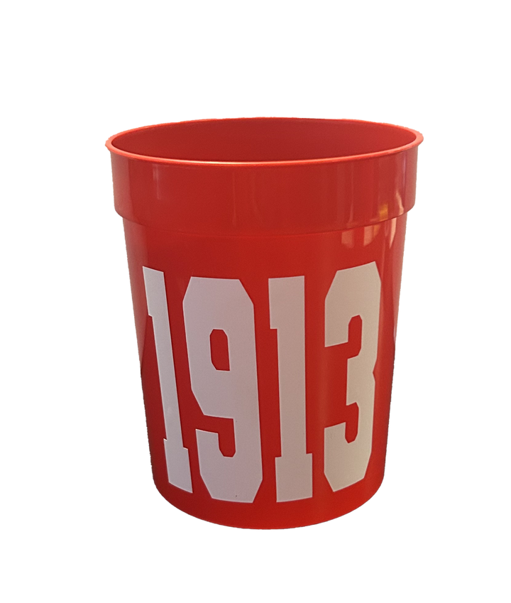 Red sorority drinkware featuring the year 1913, representing Delta Sigma Theta sorority, perfect for sorority paraphernalia collection.