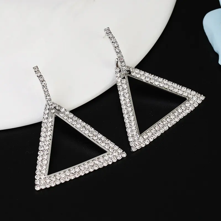 Sparkling triangle earrings for black sorority members, perfect for showcasing sorority pride with elegant sorority accessories.