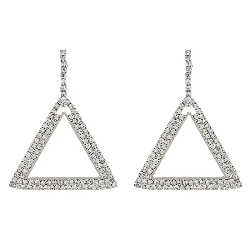 Elegant triangle rhinestone earrings for black sorority members, perfect sorority accessory for showcasing sorority colors and pride.