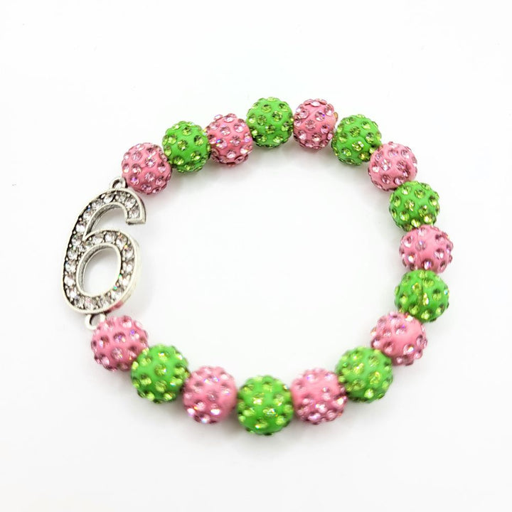 Pink & Green Number Charm Bracelet