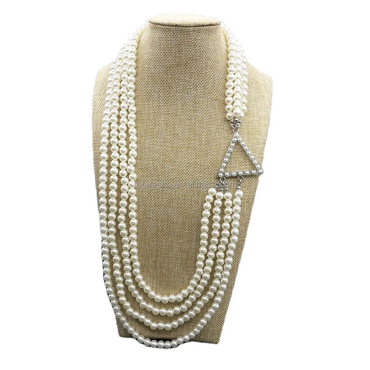 Delta Sigma Theta Pearl and Pyramid Necklace