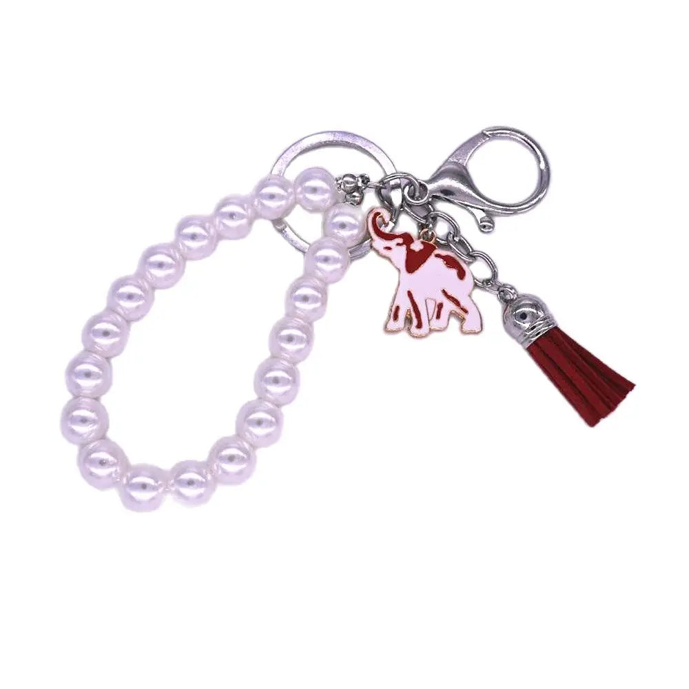 Delta Sigma Theta elephant & pearl chain accessory for sorority paraphernalia, black greek lettered organization, and sorority apparel.