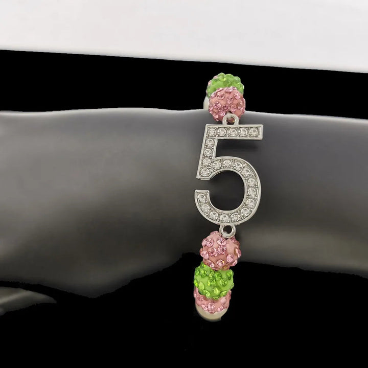 Pink & Green Number Charm Bracelet