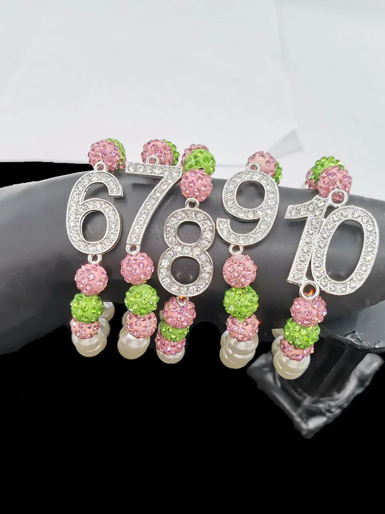 Pink & Green Number Charm Bracelet