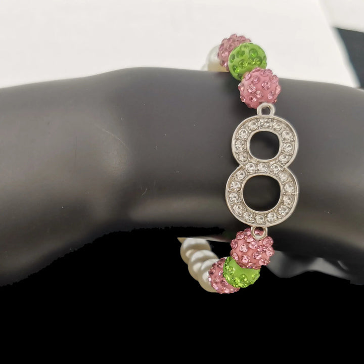 Pink & Green Number Charm Bracelet