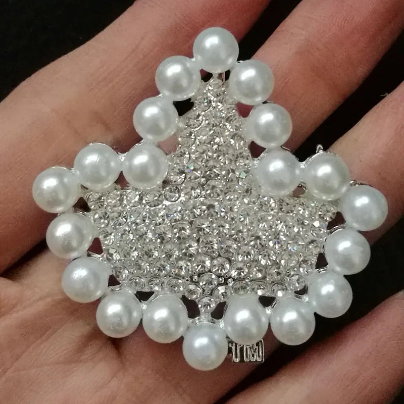 Rhinestone & Pearl Ivy Leaf Brooch