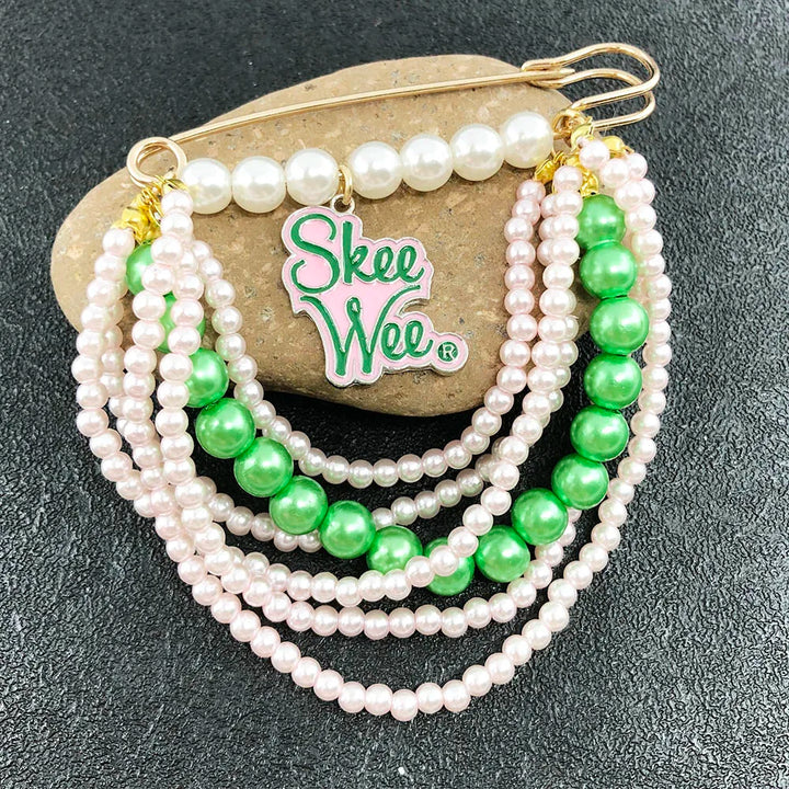 Skee Wee Pearl Safety Pin Brooch