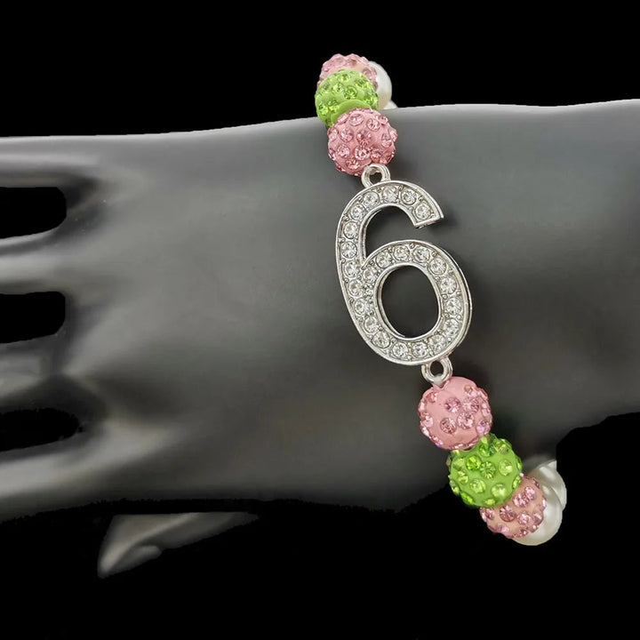 Pink & Green Number Charm Bracelet