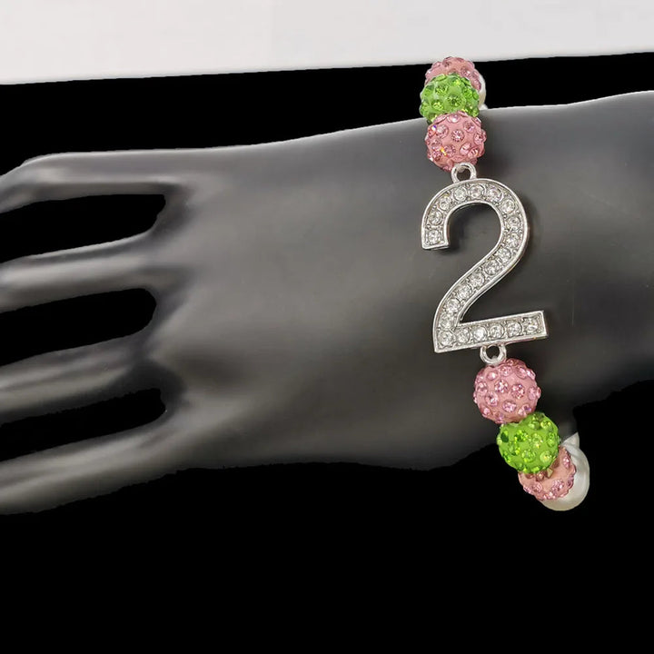 Pink & Green Number Charm Bracelet