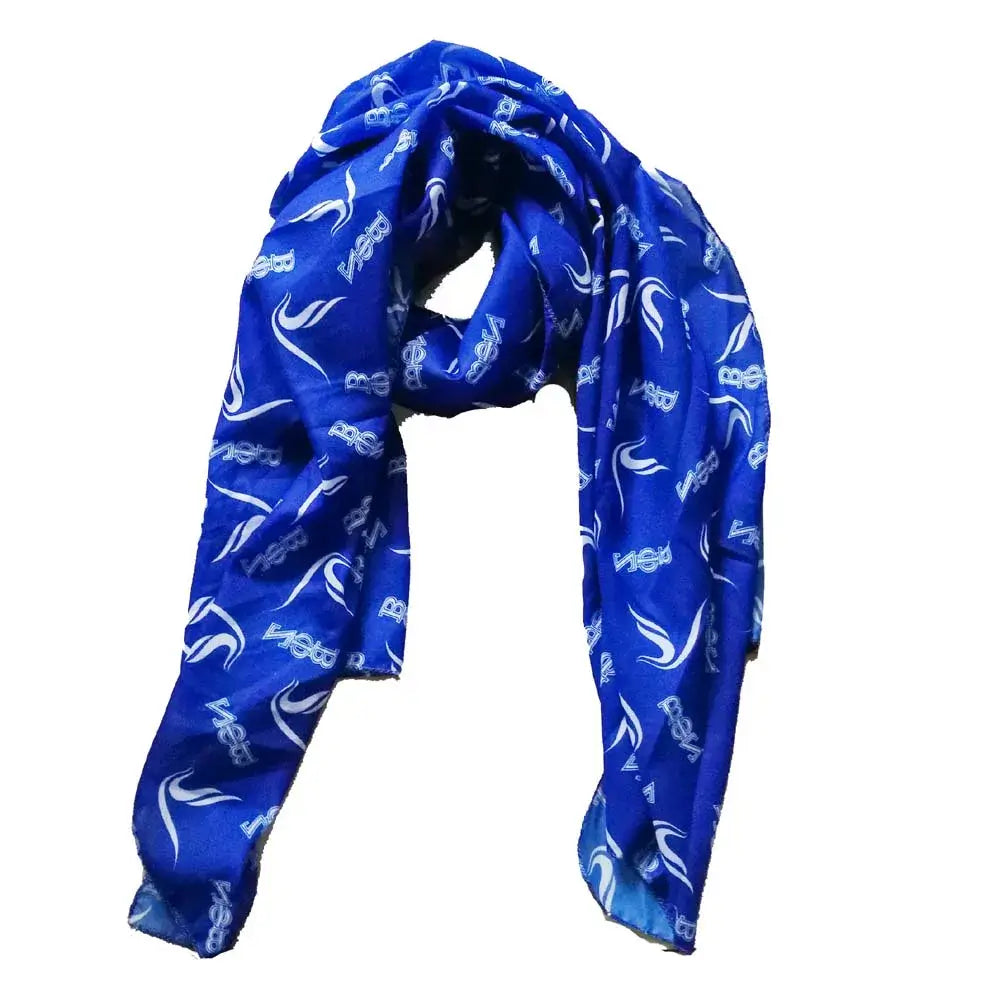 Zeta Phi Beta stylish blue scarf, perfect sorority paraphernalia and Greek gear accessory for your wardrobe.