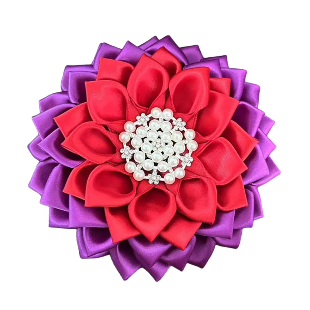 Delta Sigma Theta sorority red and purple flower brooch with pearls, sorority paraphernalia accessory for black greek lettered organizations.