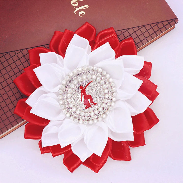 Delta Red & White Fortitude Silk Brooch