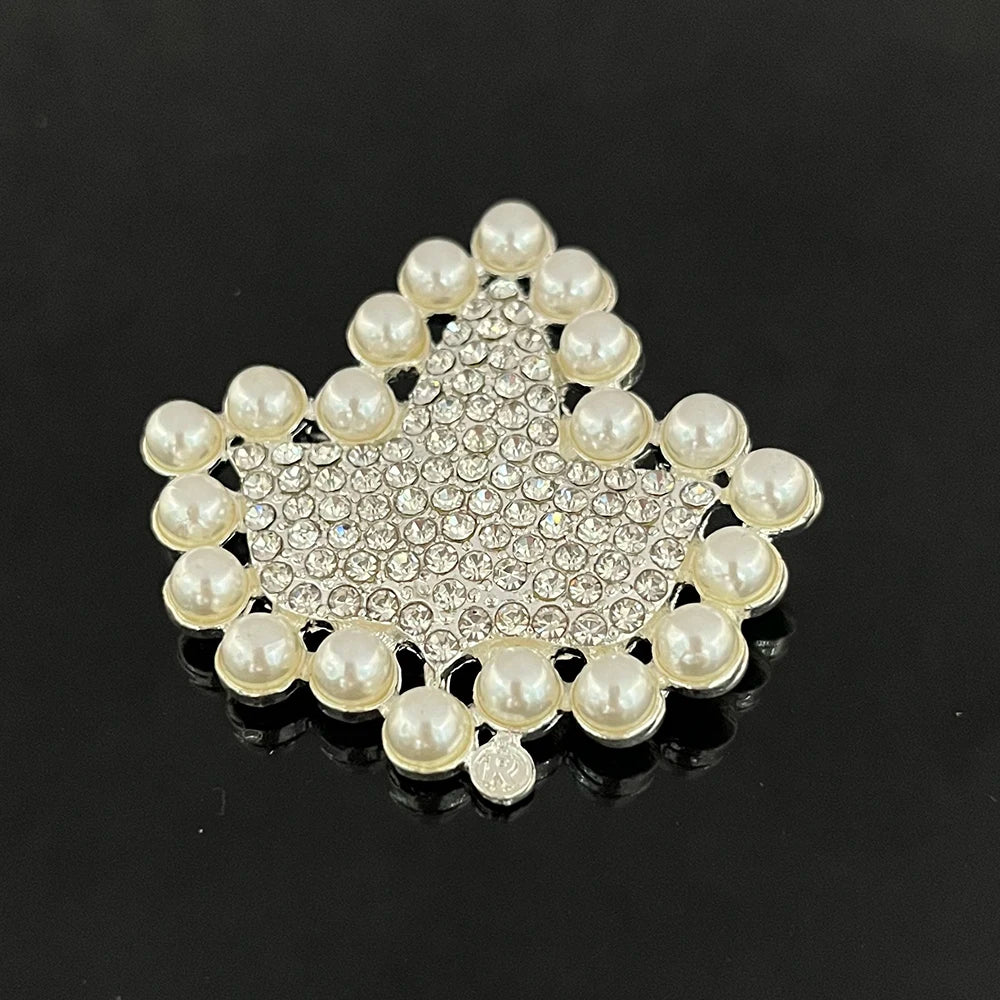 Rhinestone & Pearl Ivy Leaf Brooch