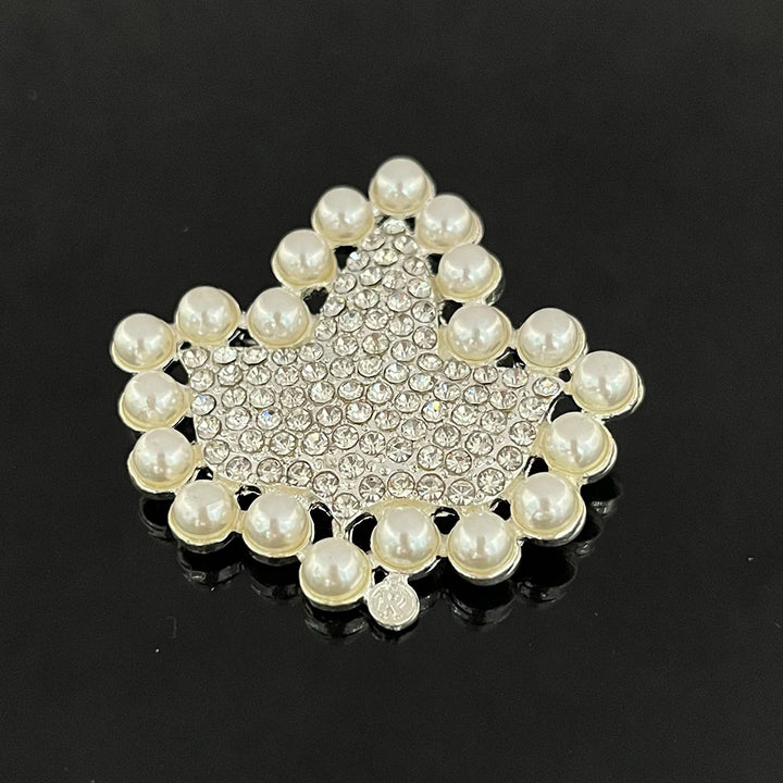 Rhinestone & Pearl Ivy Leaf Brooch