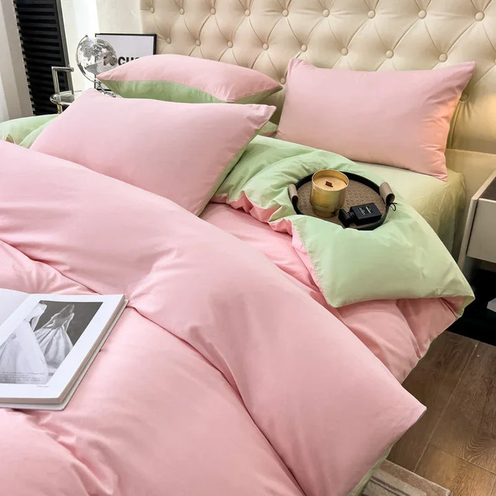 Pink Green Duvet Bedding Set