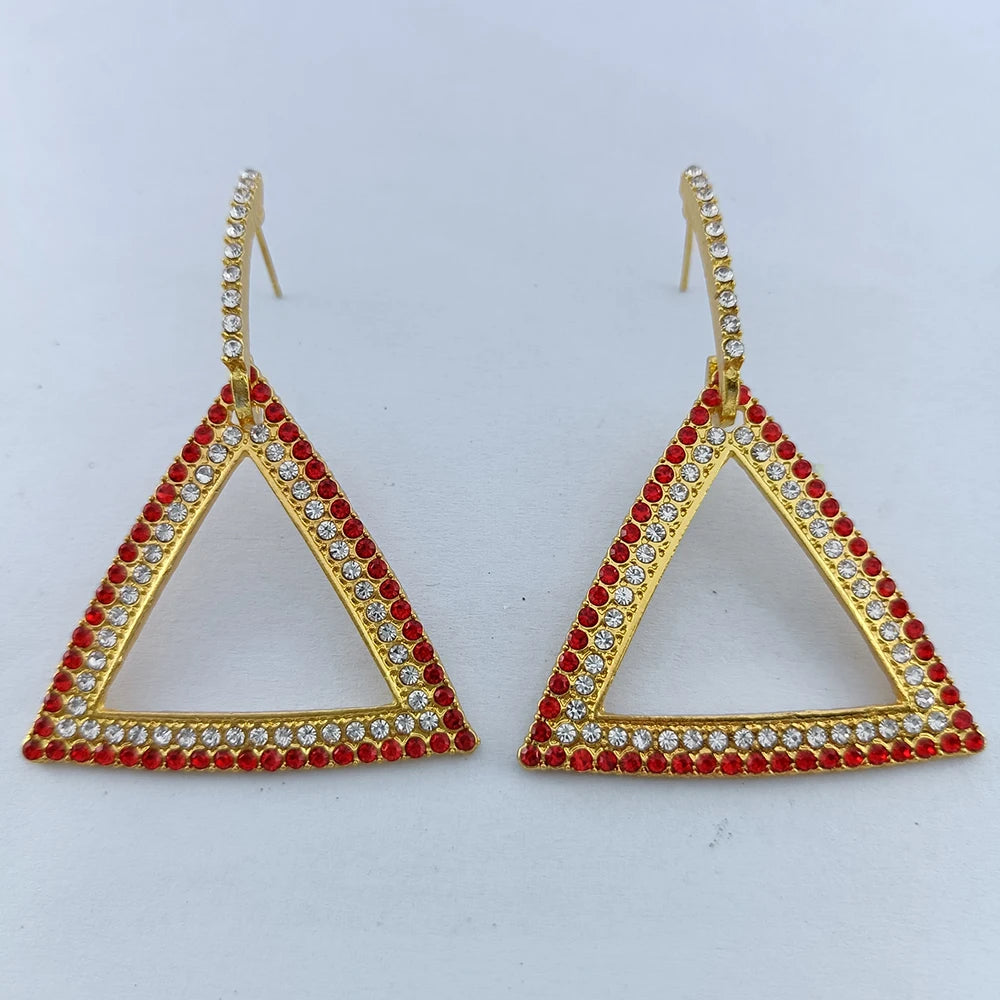 Delta Pyramid Earrings – Delta Sigma Theta-inspired sorority paraphernalia in crimson and cream colors ideal for black greek lettered organizations.