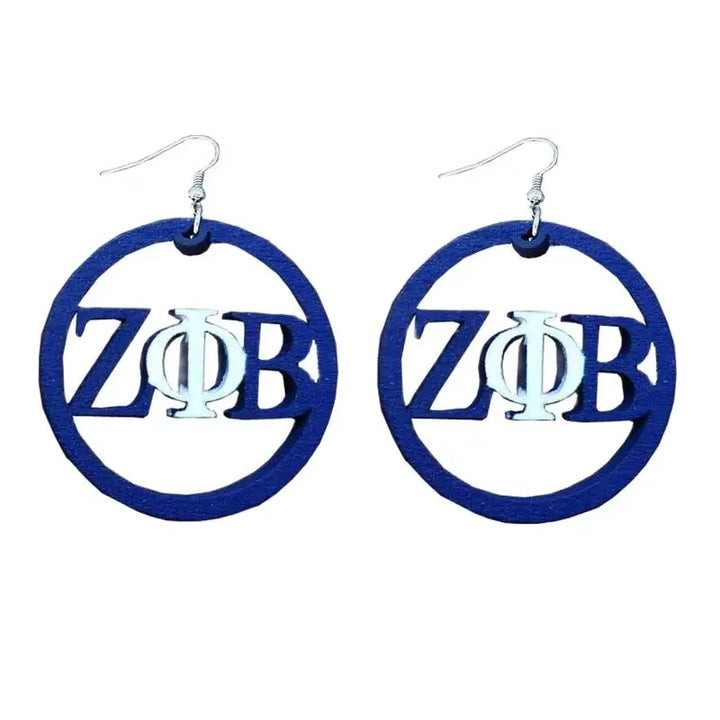 Zeta Phi Beta Carved Wood and Metal Jewelry Set