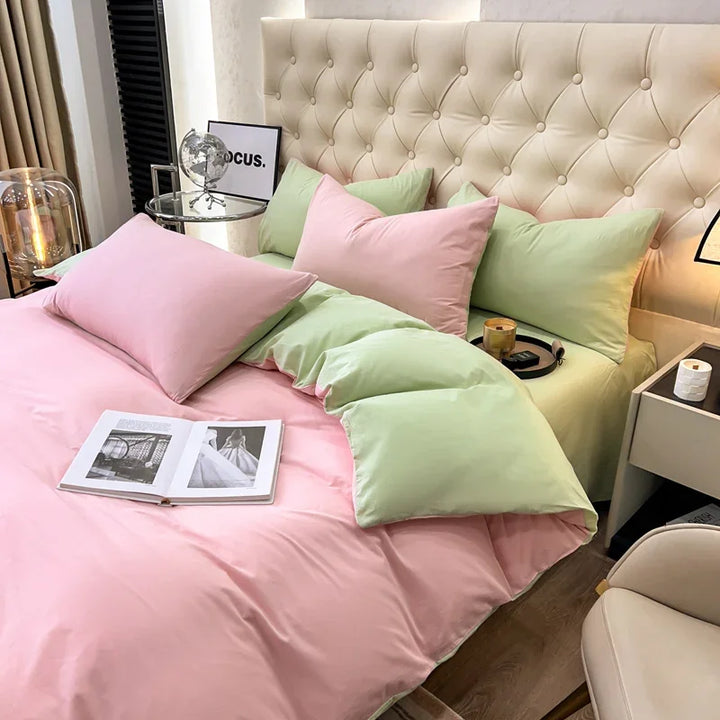 Pink Green Duvet Bedding Set