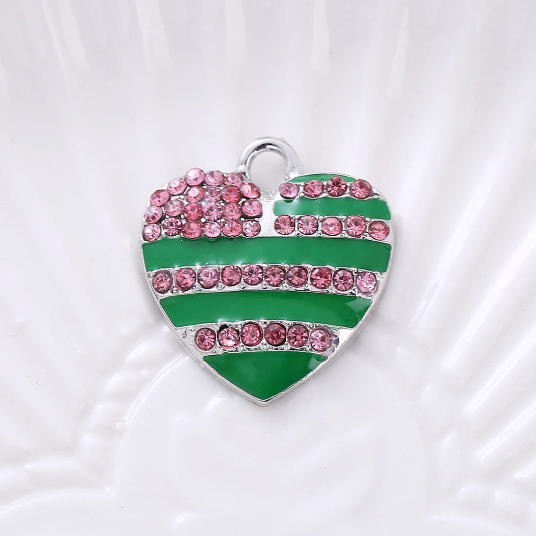 Pink and Green Heart Charm