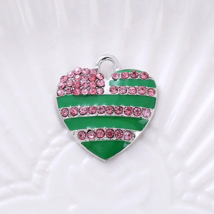 Pink and Green Heart Charm