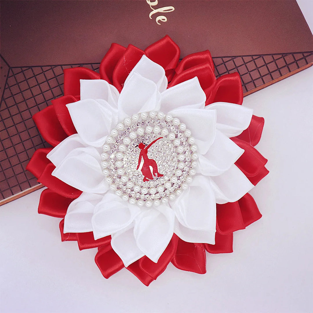 Delta Red & White Fortitude Silk Brooch