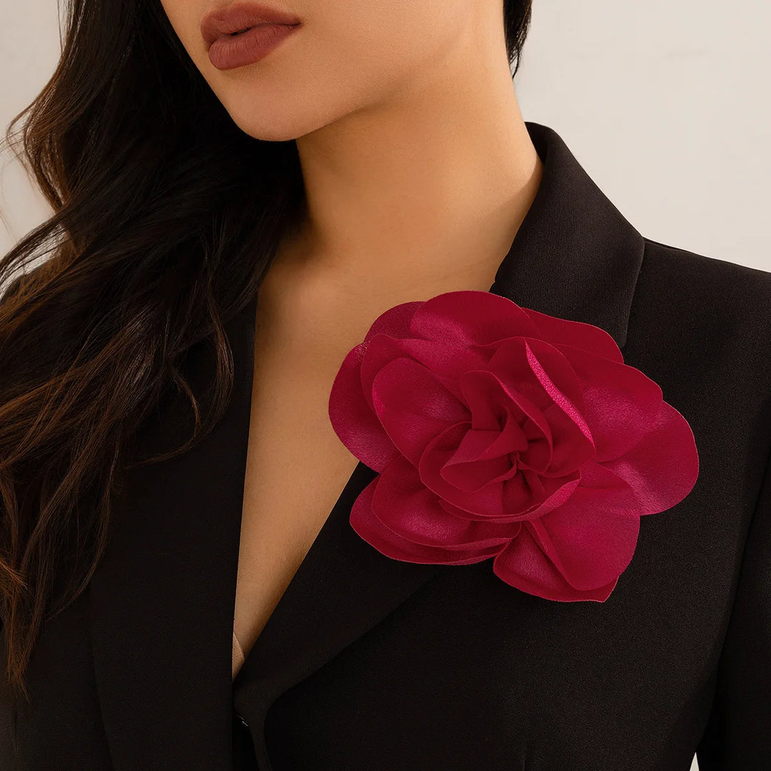 Elegant sorority flower brooch in crimson, perfect for sorority apparel, including sorority t-shirts, hoodies, jackets, and accessories.