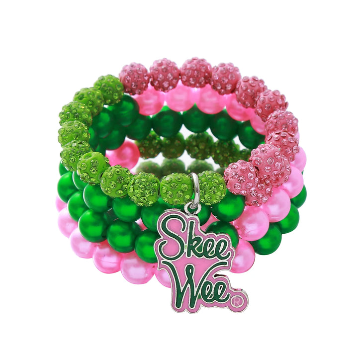 AKA Pink Green Skee Wee Rhinestone Bracelets