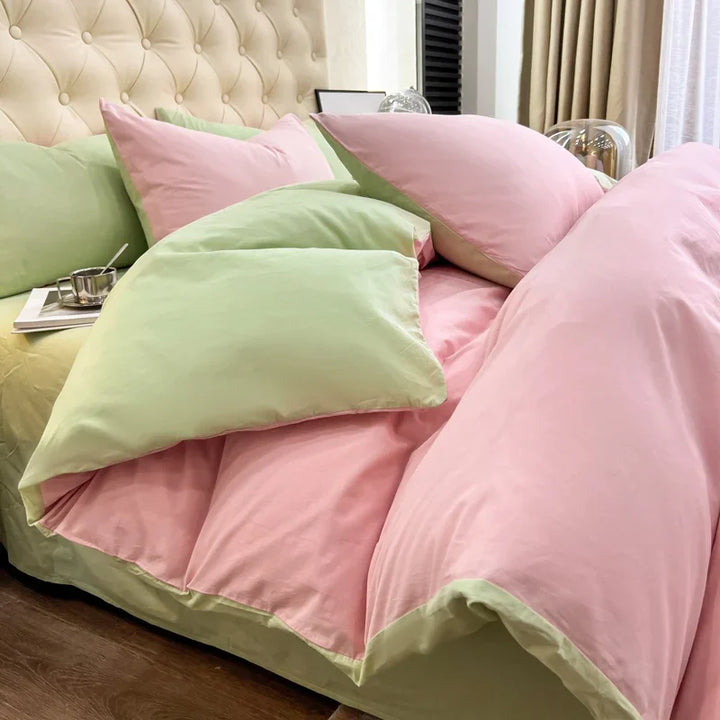 Pink Green Duvet Bedding Set