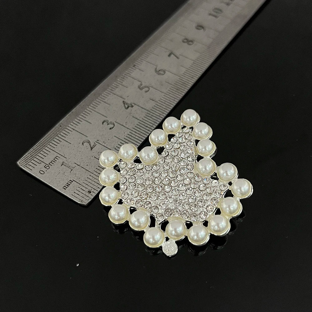 Rhinestone & Pearl Ivy Leaf Brooch