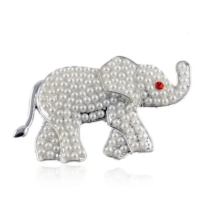 Elegant pearl-studded elephant brooch for sorority paraphernalia, perfect for black sororities like AKA and DST, adding charm to sorority apparel.