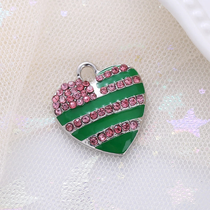 Pink and Green Heart Charm