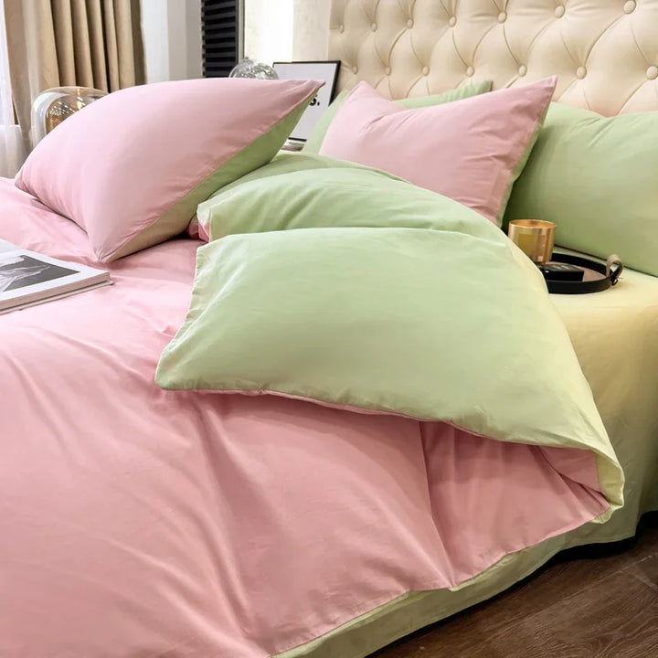 Pink Green Duvet Bedding Set