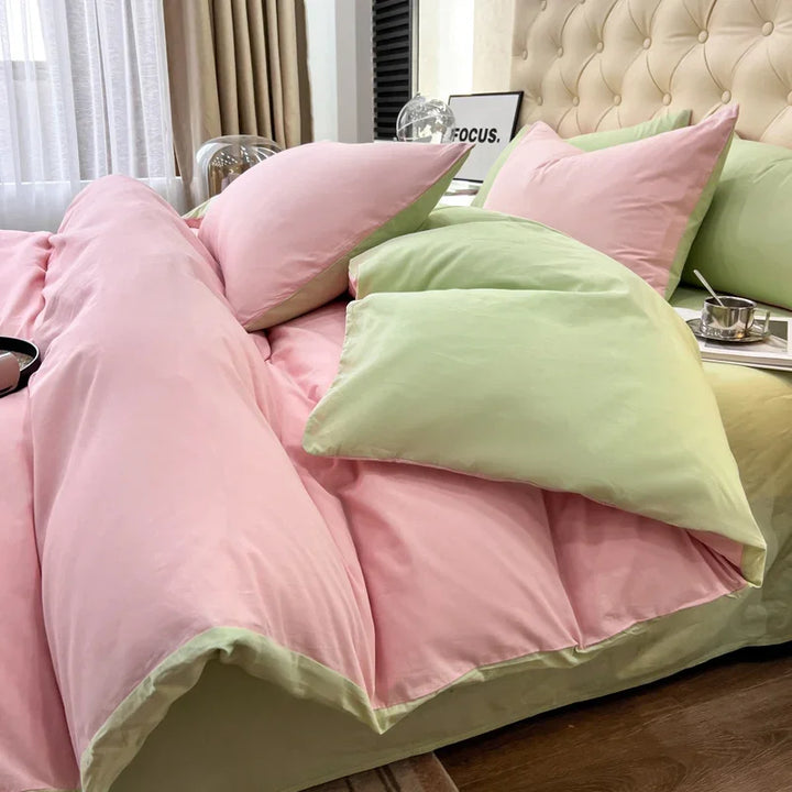 Pink Green Duvet Bedding Set