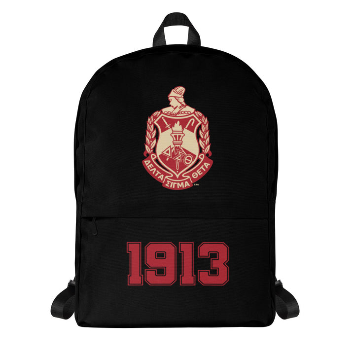 Delta Crest Backpack featuring Greek letters and 1913, perfect for sorority and fraternity paraphernalia.