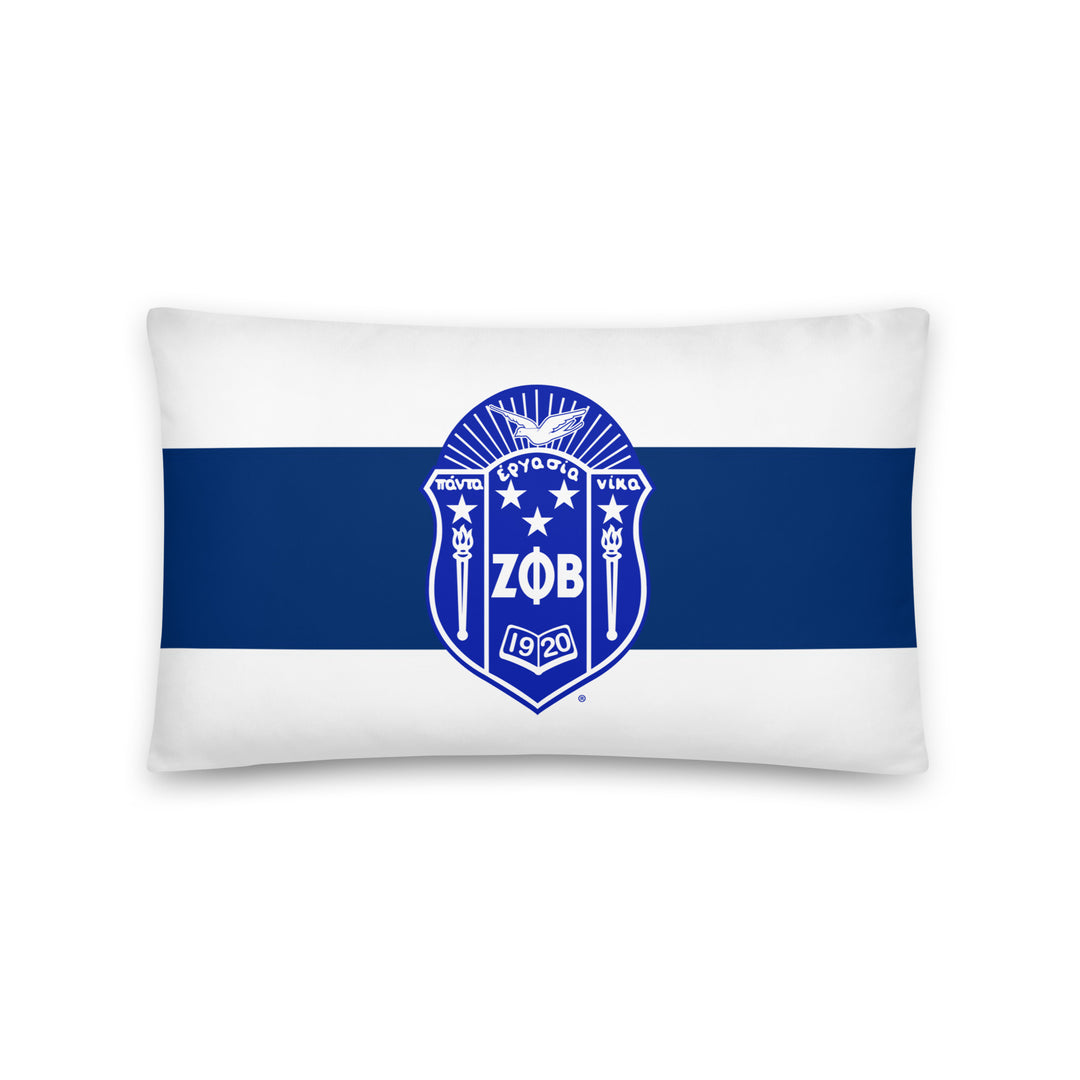 ZPHiB Finer Pillow featuring blue and white design with sorority emblem – perfect Greek gear for Zeta Phi Beta fans.