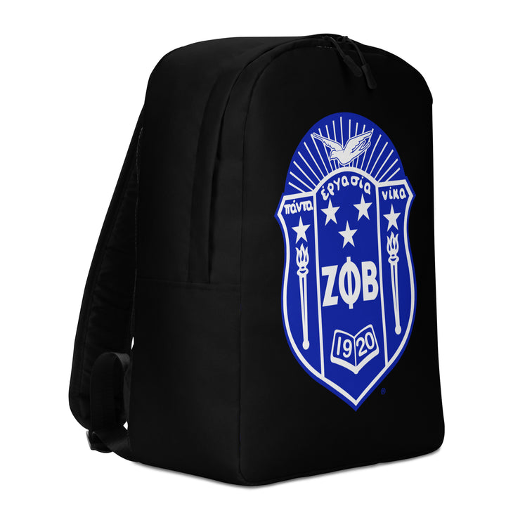 Zeta Crest Minimalist Backpack featuring Greek letter design, ideal for sorority and fraternity paraphernalia.