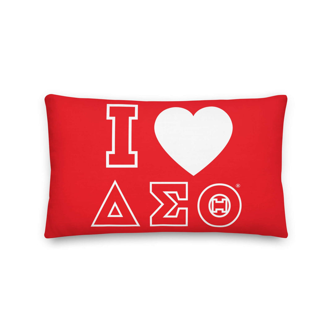 Delta Sigma Theta "I love" pillow, sorority paraphernalia, black sorority, crimson and cream, 100% polyester, linen feel, hidden zipper