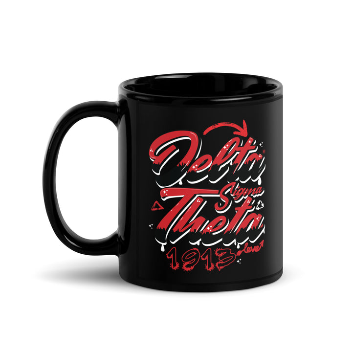 Delta Sigma Theta Graffiti Black Glossy Mug