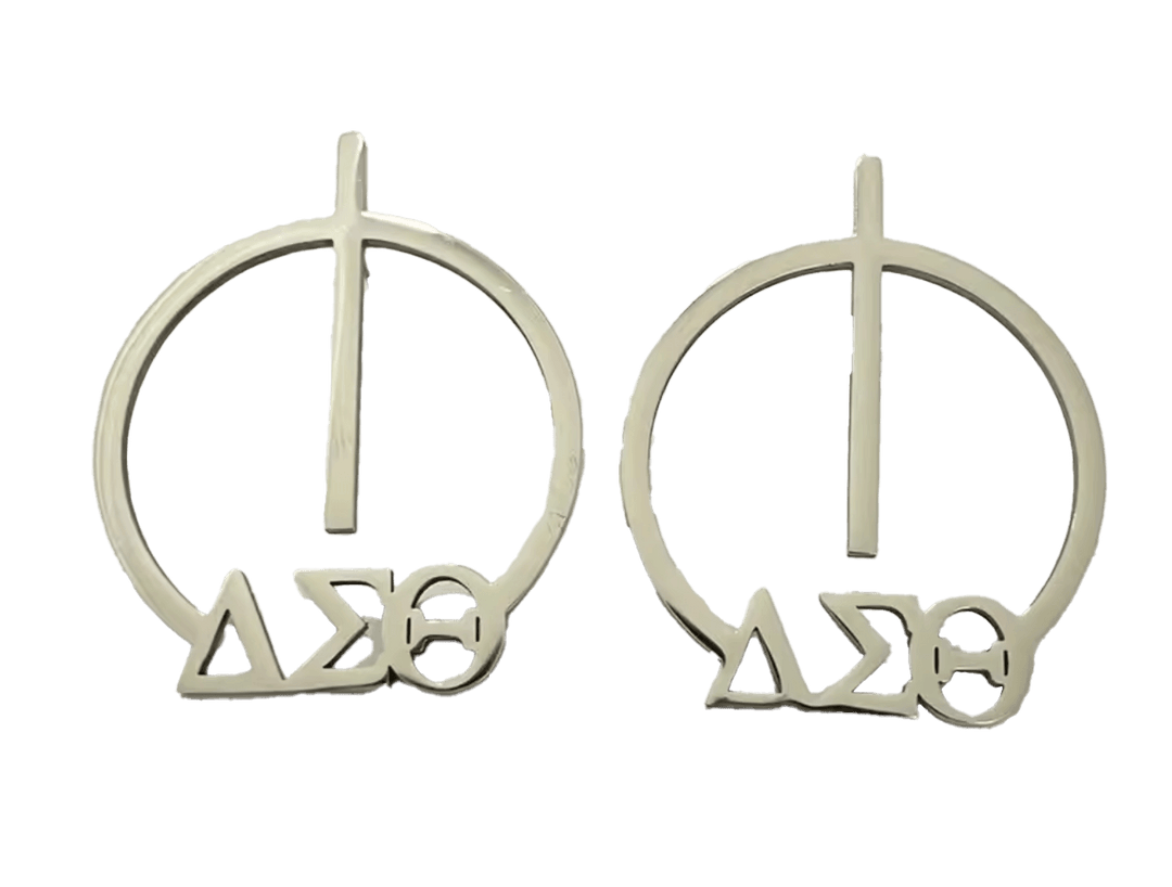 Delta Silver Shield Earrings featuring Greek letters, perfect sorority and fraternity paraphernalia and Greek gear.