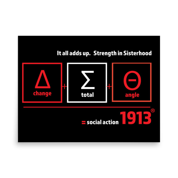 Delta Sigma Theta "It All Adds Up" poster showing unity in sisterhood and social action. Perfect sorority paraphernalia for any space.