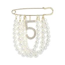 Pearl and Rhinestone Number Brooche