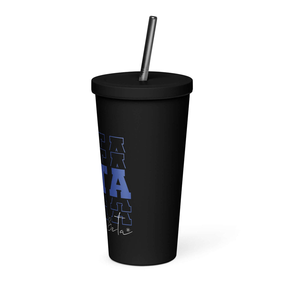 Zeta Phi Beta insulated tumbler with straw, stylish sorority drinkware for every occasion. Perfect Greek gear accessory!