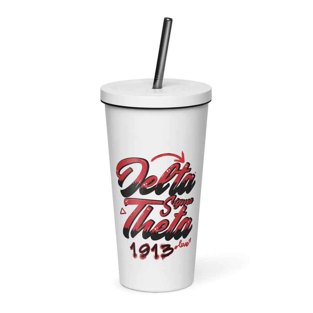 Delta Sigma Theta Graffiti Level Up Insulated tumbler with a straw