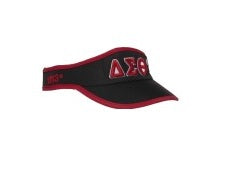 Delta Sun Visor in black and red, perfect for sorority and fraternity events as stylish Greek gear and sun protection.