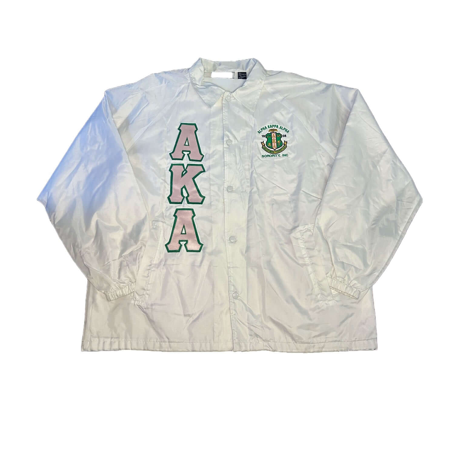 AKA Line Jacket White - Sorority Windbreaker – A&W Greek Shop