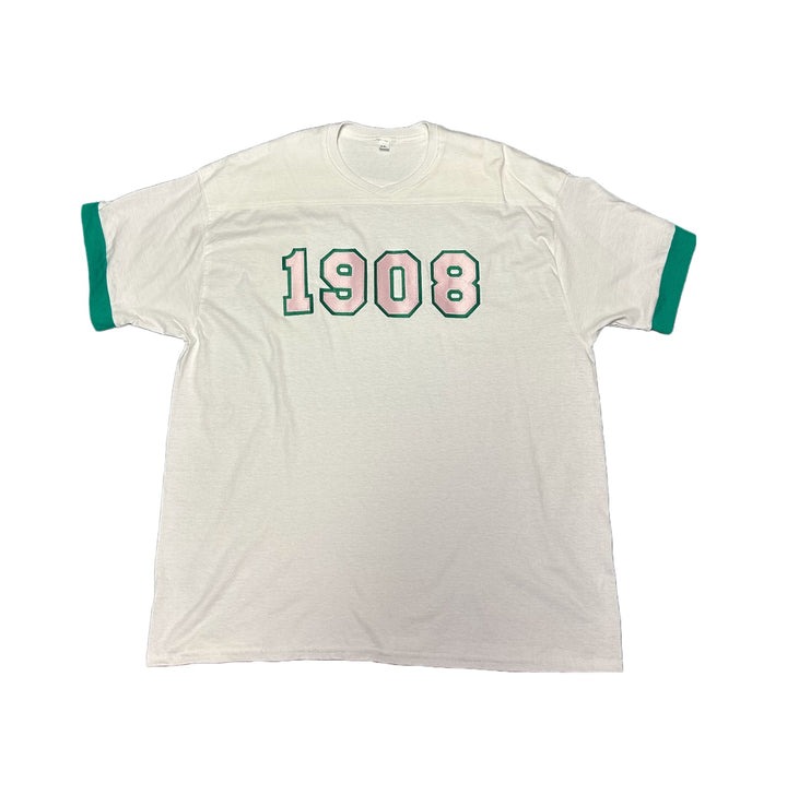 AKA T-Shirt - Classic 1908 Embroidered White Shirt Green Trim