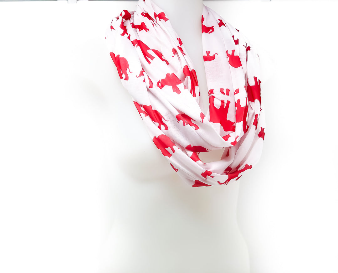 Delta Scarf in red and white design, perfect for sorority and fraternity paraphernalia, stylish Greek gear accessory.