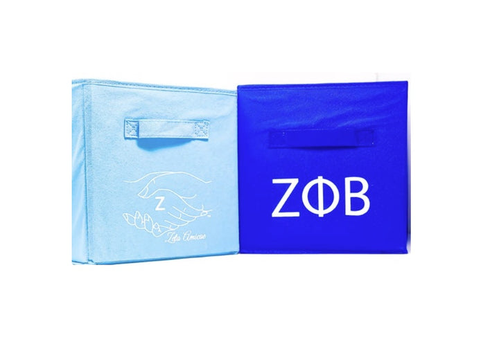 Zeta Storage Cube featuring sorority colors, ideal for fraternity and sorority paraphernalia and Greek gear organization.