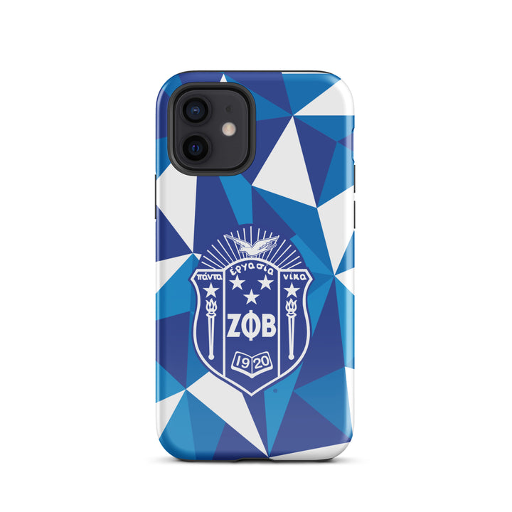 Stylish Zeta Crest Tough Case for iPhone® featuring Greek gear design and dual-layer protection for sorority members.