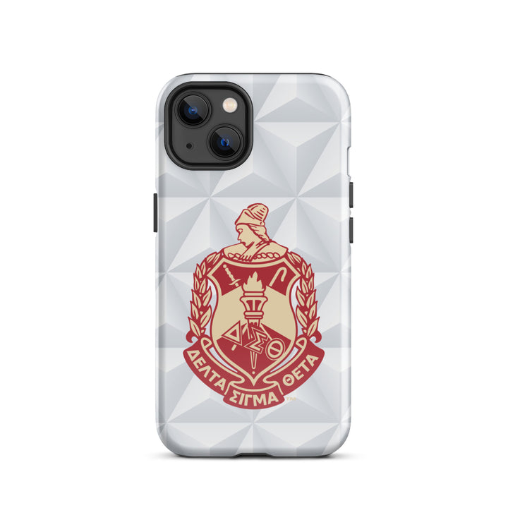 Delta Sigma Theta tough case for iPhone®, featuring sorority crest, dual-layer protection, and stylish design.